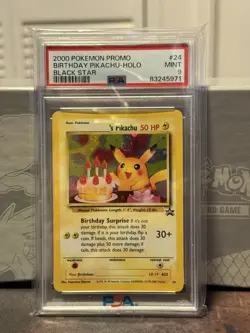 Pokemon - Happy Birthday Pikachu - Black Star Promo 24 PSA 9 - Image 1