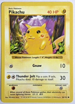 Pokemon TCG Pikachu Shadowless Red Cheeks Card #58/102 Base Set - Image 1