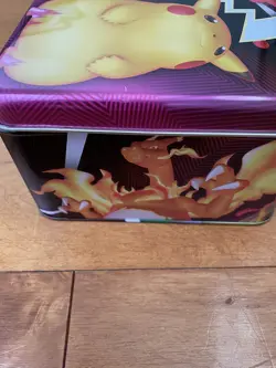 Pokemon Trading Card Game Tin Lunch Box Pikachu Charizard With Stickers Gift - Image 3