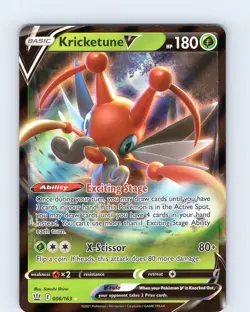 Pokemon TCG Kricketune V SWSH Battle Styles 006/163 Ultra Holo Rare Card NM - Image 1