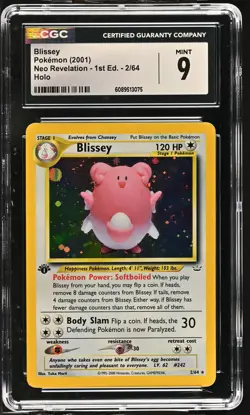 CGC 9 MINT Blissey Neo Revelation 1st Edition 2/64 Holo SWIRL Pokemon Card - Image 1