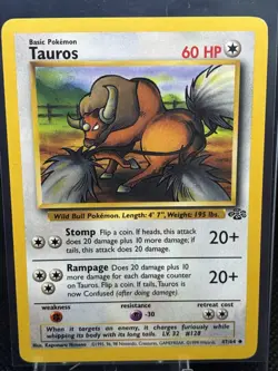 Pokemon TCG Tauros Jungle Card 47/64 Unlimited Uncommon WOTC LP - Image 1