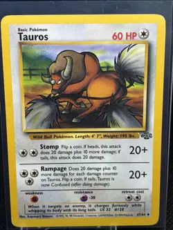 Pokemon TCG Tauros Jungle Card 47/64 Unlimited Uncommon WOTC LP - Image 2