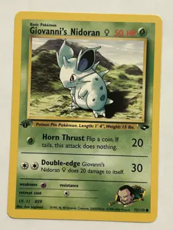 Pokemon 2000 Gym Challenge 1st Edition Giovanni's Nidoran Card 75/132 - Image 1