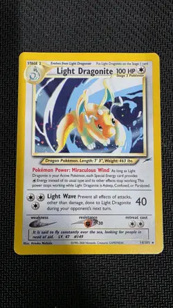 Pokemon TCG Light Dragonite Neo Destiny Holo Card 14/105 Unlimited Rare - Image 1