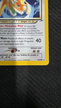 Pokemon TCG Light Dragonite Neo Destiny Holo Card 14/105 Unlimited Rare - Image 4