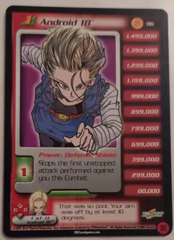 Dragonball Z Android 18 #116 Limited Non-Foil Card 2001 Score - Image 1