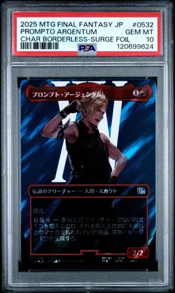 Prompto Argentum #0532 MTG Japanese Final Fantasy Borderless Surge Foil PSA 10 - Image 1