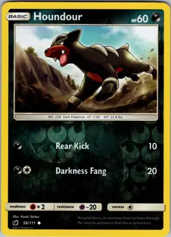 Houndour 58/111 SM - Crimson Invasion Reverse Holo Pokemon TCG NM - Image 1
