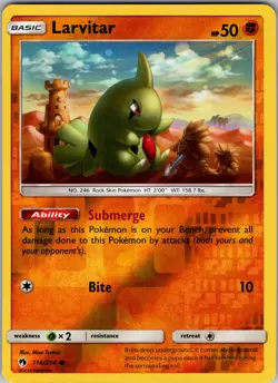 Larvitar (114) 114/214 SM - Lost Thunder Pokemon TCG LP-NM - Image 1