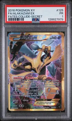 PSA 1 Pokemon Alakazam EX 125/124 Fates Collide Secret Rare Full Art Holo - Image 1