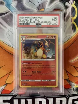 2020 Pokemon SWSH Charizard Holo Cracked Ice Vivid Voltage 025 Graded PSA 9 - Image 1