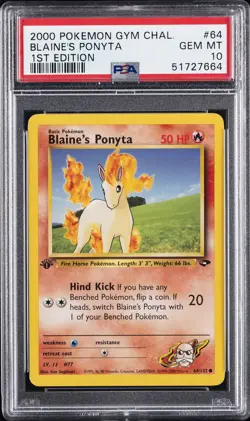 2000 POKEMON GYM CHALLENGE 1ST ED #64 BLAINE'S PONYTA PSA 10 - Image 1