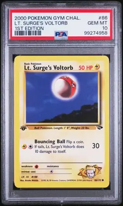 2000 POKEMON GYM CHALLENGE 1ST ED #86 LT. SURGE'S VOLTORB PSA 10 - Image 1