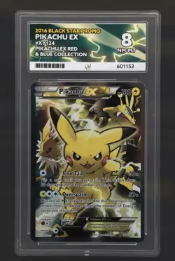 2016 Pikachu EX Full Art Black Star Promo XY124 ACE 8 Graded Pokemon Card - Image 1