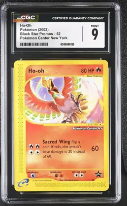 CGC 9 MINT Ho-Oh Black Star Promo 52 Pokemon Center New York Pokemon Card - Image 1