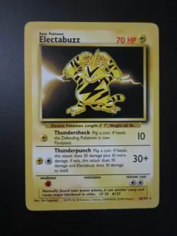 ELECTABUZZ POKEMON CARD 20/102 BASE RARE NON HOLO NEVER PLAYED NM- - Image 1