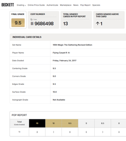 1994 MTG Magic The Gathering 3ED Revised Vintage Flying Carpet BGS 9.5 POP 13 - Image 3