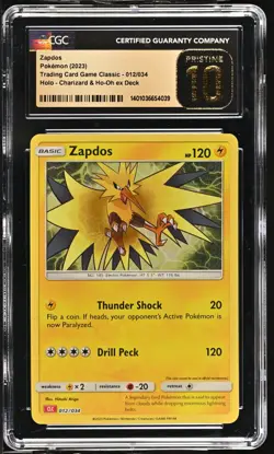 BLACK LABEL CGC 10 PRISTINE Zapdos 012/034 TCG Classic Charizard Deck Pokemon - Image 1