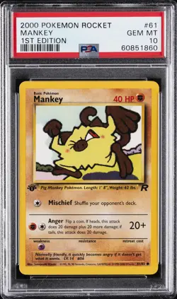 2000 POKEMON ROCKET 1ST ED #61 MANKEY PSA 10 - Image 1