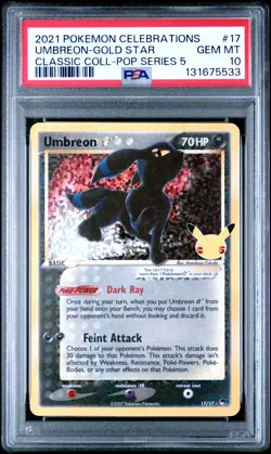 2021 POKEMON CELEBRATIONS CLASSIC COLL #17 UMBREON-GOLD STAR PSA 10 - Image 1