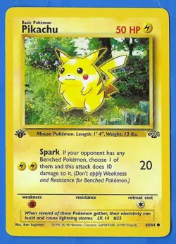 1999 Wizards Pokemon Jungle 1st Edition Pikachu 60/64 NM-MN Non-Holo - Image 3