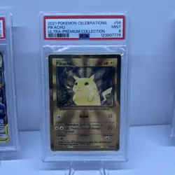 2021 Gold Metal Pikachu Pokemon Celebrations Ultra Premium Collection UPC PSA 9 - Image 1