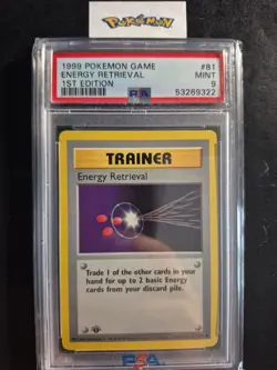 First Edition 1999 Pokemon Base Set 81/102 Energy Retrieval PSA Mint 9 - Image 1