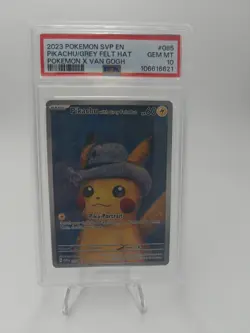 Pokemon Pikachu with Grey Felt Hat Van Gogh Full Art Promo SVP EN 085 PSA 10 - Image 1