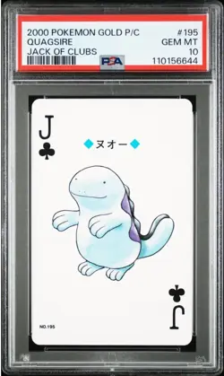 2000 POKEMON GOLD VERSION PLAYING CARDS 195 QUAGSIRE JACK OF CLUBS PSA10 - Image 1