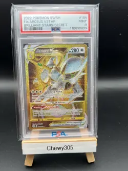 2022 Pokemon Brilliant Stars Secret Rare Full Art Arceus Vstar #184 PSA 9 Mint - Image 1