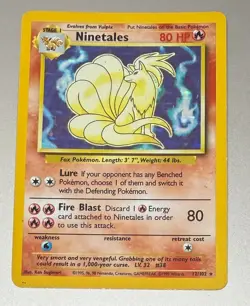 POKEMON TCG NINETALES 13/102 RARE HOLO BASE SET MODERATE PLAY - Image 1