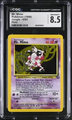POKEMON CGC 8.5 Mr. Mime 6/64 Holo Rare Unlimited Jungle *9005 - Image 1