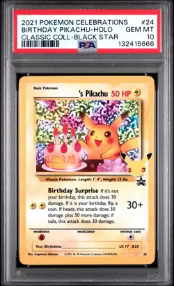 2021 POKEMON CELEBRATIONS CLASSIC COLL #24 BIRTHDAY PIKACHU-HOLO PSA 10 - Image 1