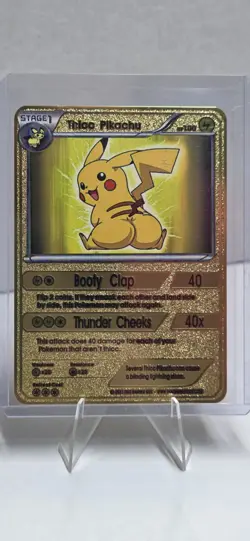 Pokemon Booty Clap/Thunder Cheeks Metal Custom Made Fan Art Collectors Card - Image 1