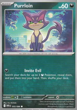 Purrloin 55/86 Common | White Flare | Pokemon Card - Image 1