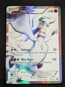Reshiram (113 Full Art) 113/114 Black & White Base Set Holo Pokemon TCG LP - Image 1