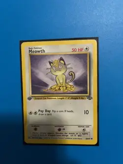 1st Edition Pokemon TCG Meowth Jungle 56/64 Regular Common - Image 1
