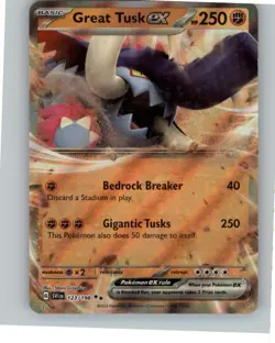 Great Tusk ex - 123/198 Double Rare SV01: Scarlet & Violet Base Set Pokemon TCG - Image 1