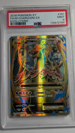 2016 Pokemon XY Evolutions Mega M Charizard EX Full Art #101 PSA 9 Mint - Image 1