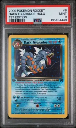2000 POKEMON ROCKET #8 DARK GYARADOS-HOLO 1ST EDITION PSA 9 (Q440 - Image 1