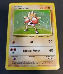 Hitmonchan - 7/102 - Holo Rare - Unlimited Edition HP, English Pokemon Base Set - Image 1