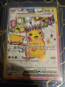 Pokemon TCG Pikachu EX Ultra Rare Holo Card 219/191 Surging Sparks - Image 1