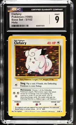CGC 9 MINT Clefairy 1999 Base Set 5/102 Holo Pokemon Card - Image 1