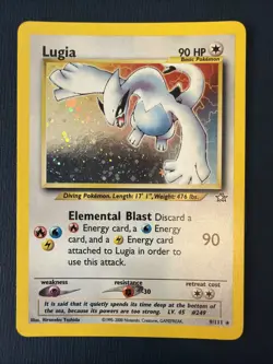 Pokemon TCG Lugia Neo Genesis Holo Rare Card 9/111 Vintage English Near Mint - Image 1