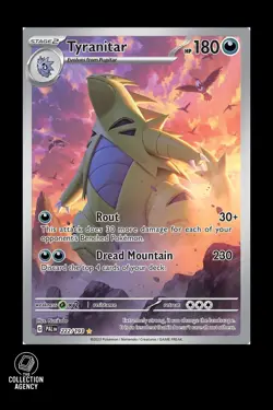Pokemon TCG 2023 Sv02 Paldea Evolved Tyranitar Holo Rare Card 222/193 - Image 1