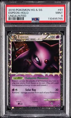 2010 Pokemon HeartGold SoulSilver Undaunted #81 Espeon Holo PSA 9 - Image 1