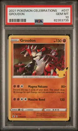 2021 POKEMON CELEBRATIONS #17 GROUDON PSA 10 25th Anniversary LOW POP of 112 - Image 1