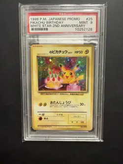 1998 Pokemon Japanese Birthday Pikachu White Star 2nd Anniversary Promo PSA 9 - Image 1