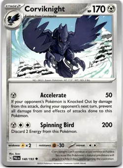 Corviknight Uncommon SV02: Paldea Evolved 148/193 NM Pokemon - Image 1
